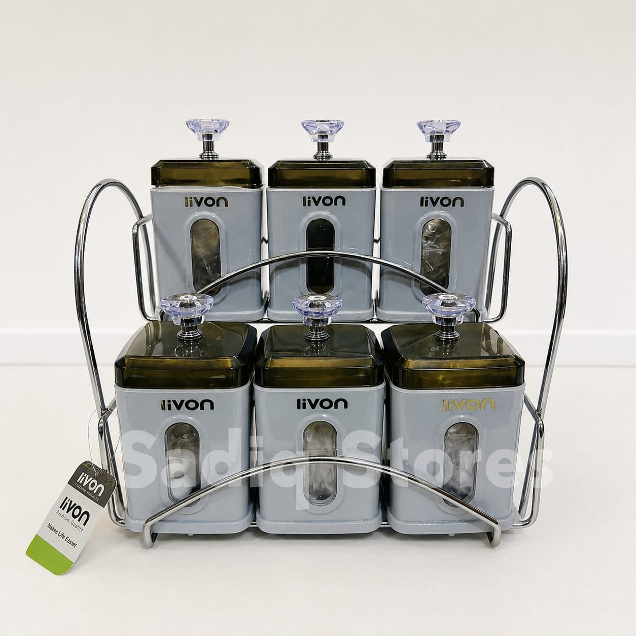 7 Pcs Livon airtight masala box with steel stand
