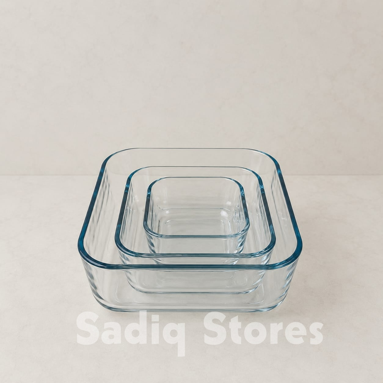 Set 3 pcs microsave Sqaure glass bowl set with silicone lids