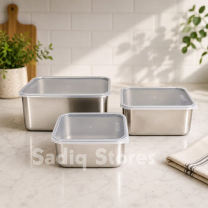 3 Pcs Stainless steel Rectangular storage box