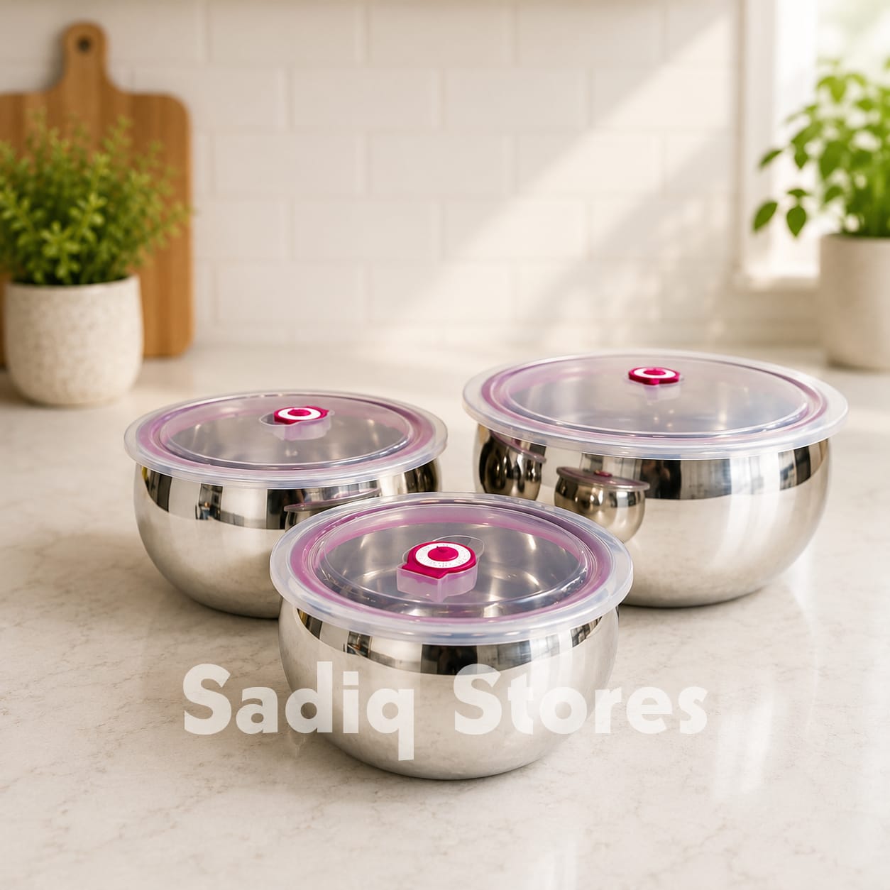 3 Pcs stainless steel airtight bowl set XXl size