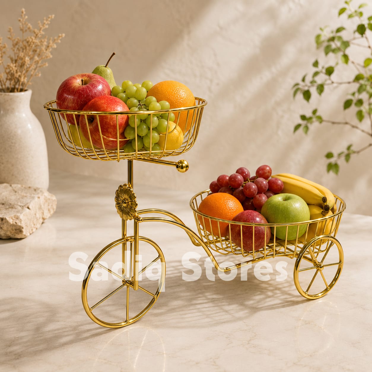 Golden tricycle design Fruit basket