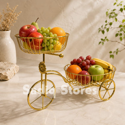 Golden tricycle design Fruit basket