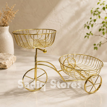 Golden tricycle design Fruit basket