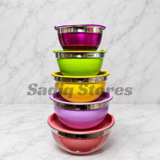5 pcs Big Size Colorful Steel Bowl Set