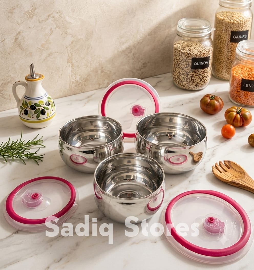 3 Pcs Stainless steel airtight  bowl set