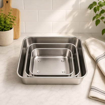 3 Pcs Stainless steel Rectangular storage box