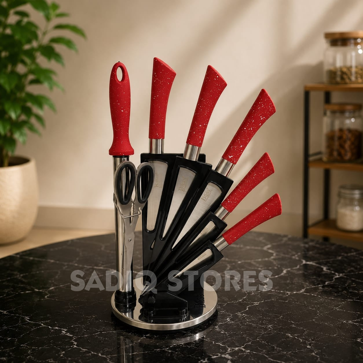 Revolving knife set with stand