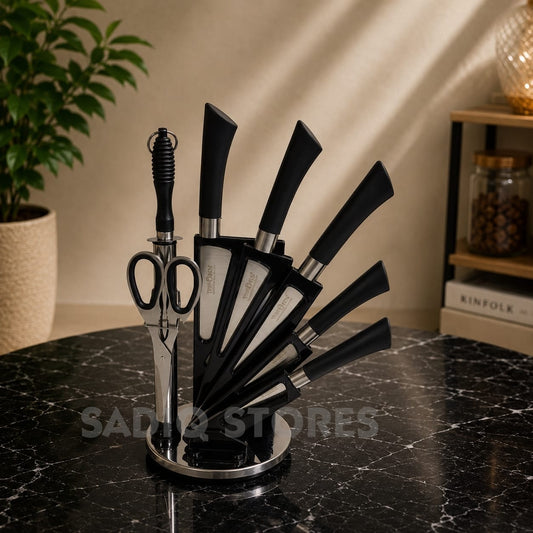 Revolving knife set with stand