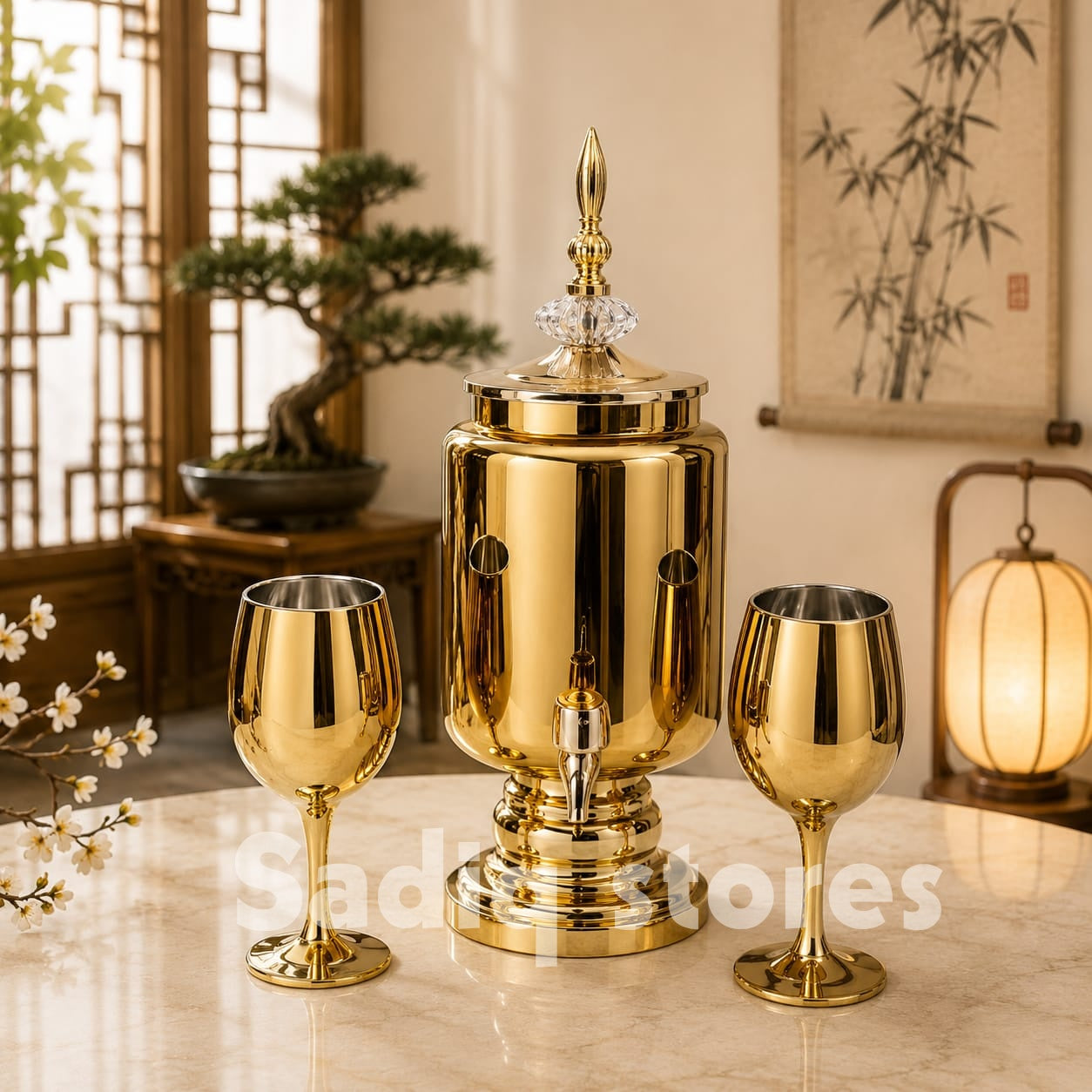 7 Pcs Golden dispenser water set