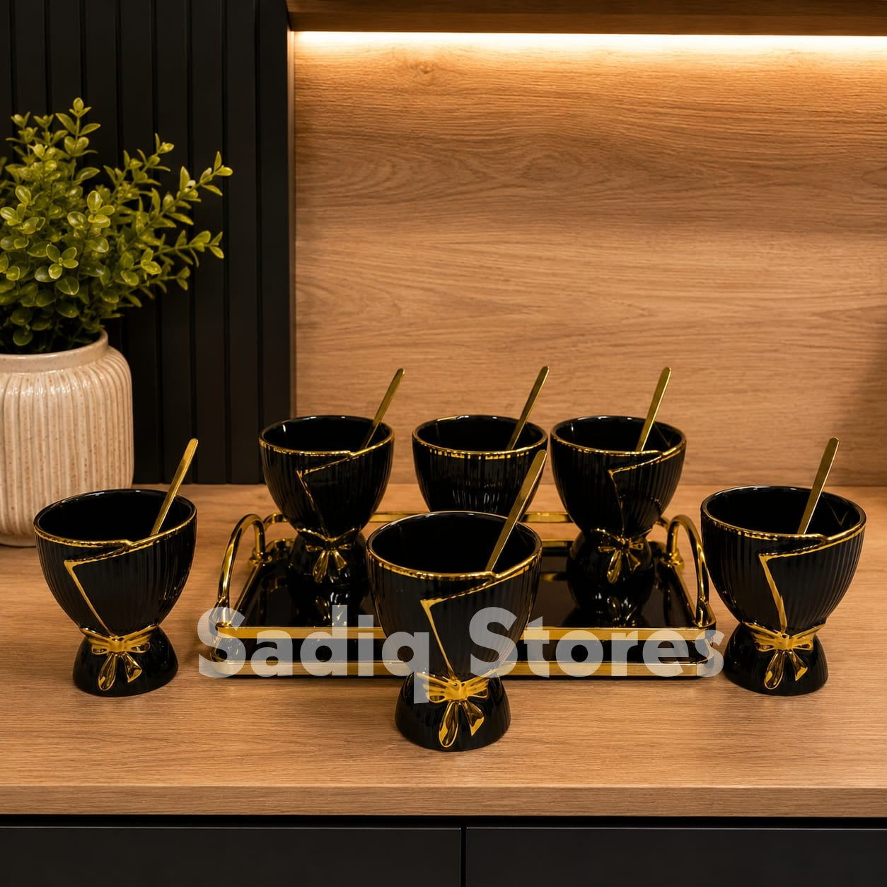 Ceramic Ice cream set with tray / Desert set
