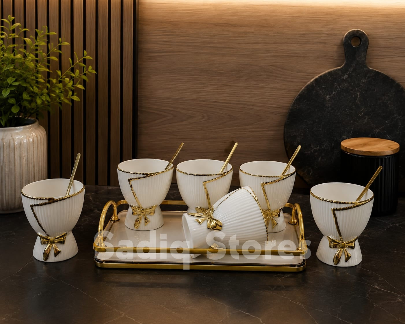 Ceramic Ice cream set with tray / Desert set