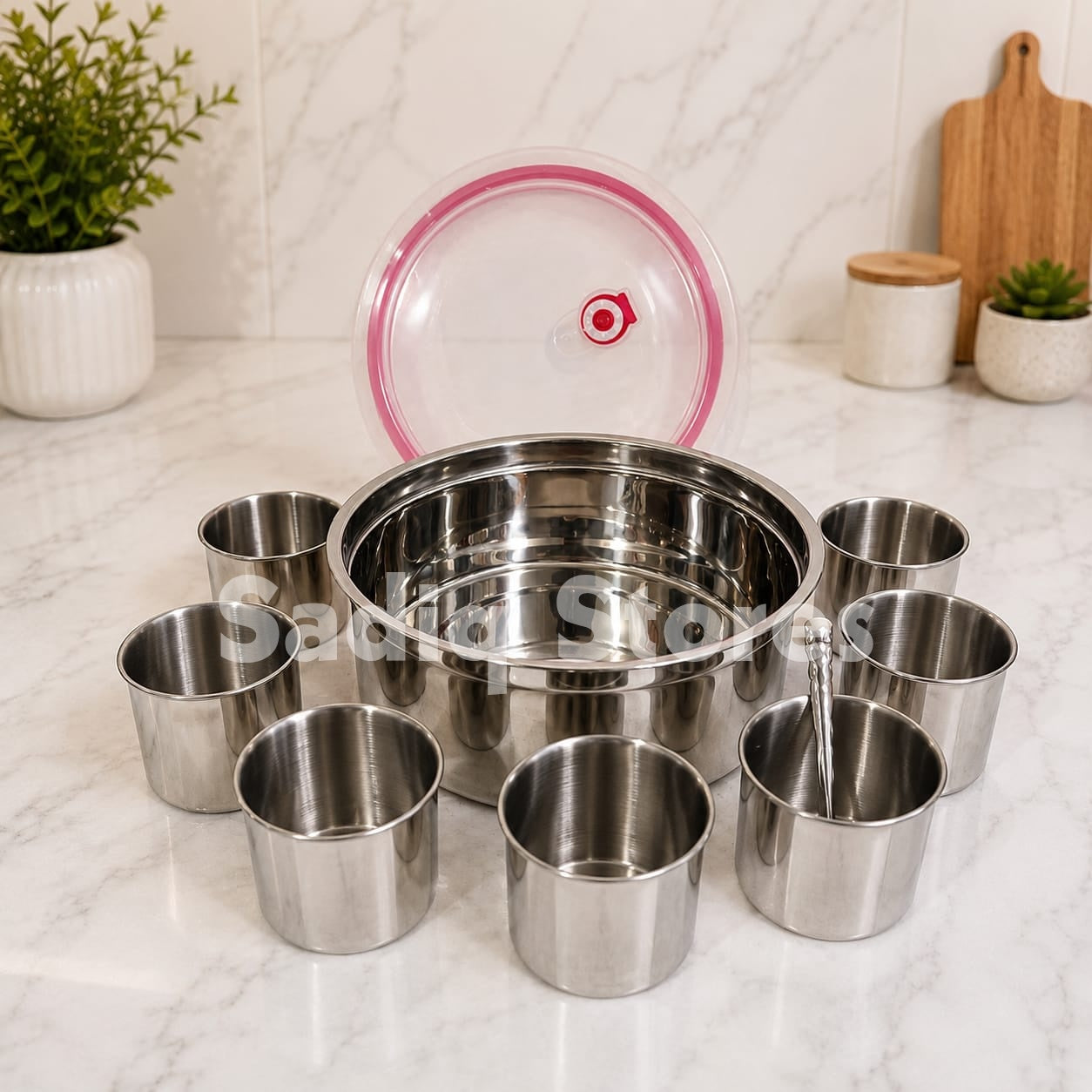 Imported 7pc INDIAN THALLI | Stainless Steel Spice Bowl with Airtight Lid