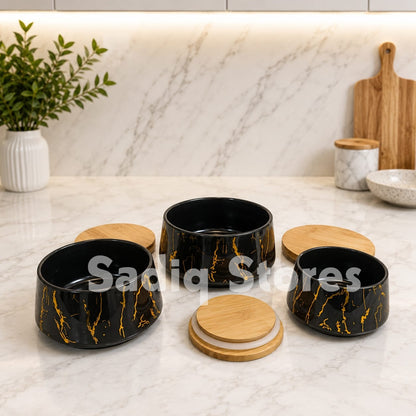 3 Pcs airtight cermic bowl set