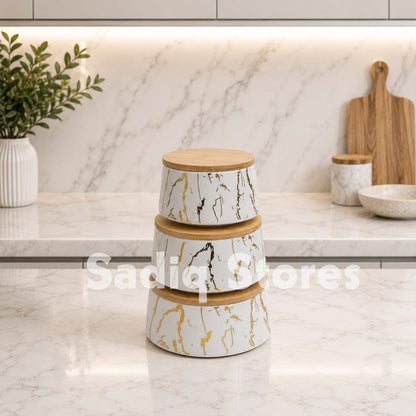 3 Pcs airtight cermic bowl set