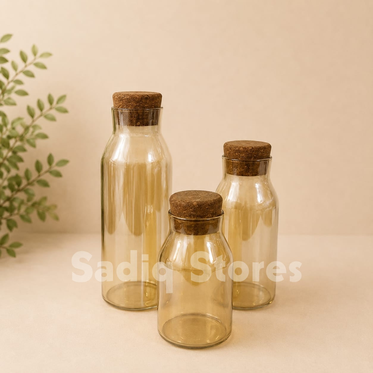 3 Pcs Bottle design glass jar set