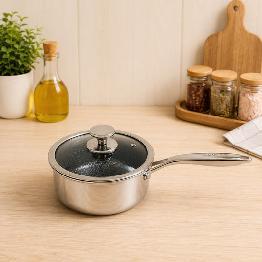 Stainless Steel LaserCut Honeycomb Sauce Pans - Deep Pot with Handle 20 cm