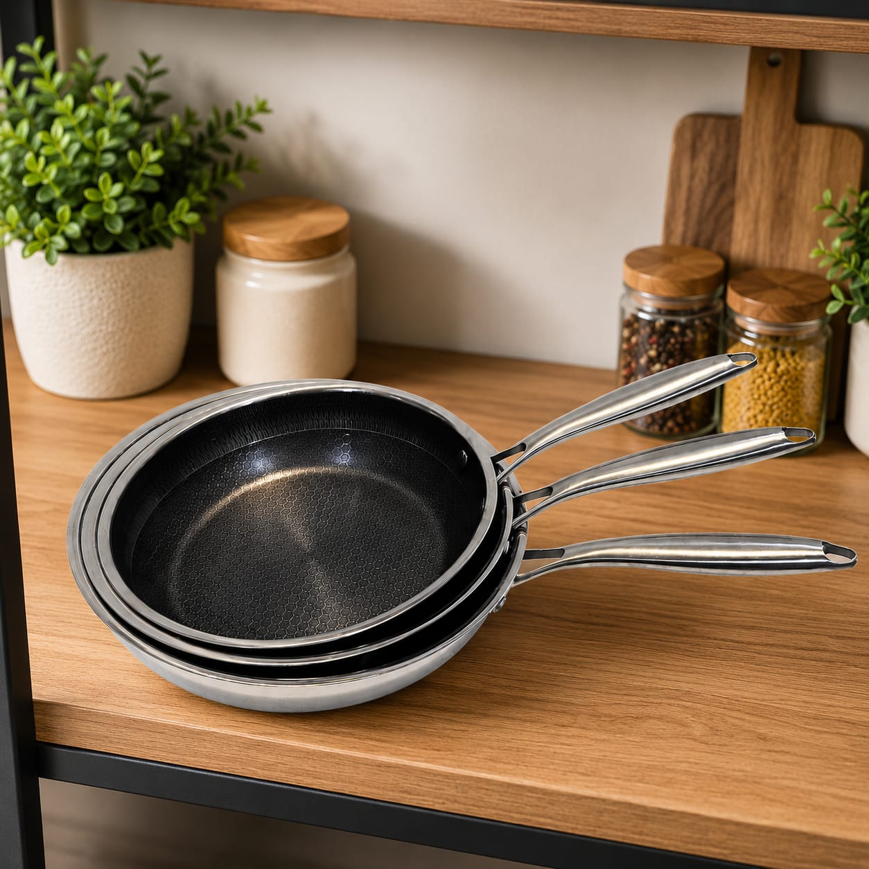 Dual Side LaserCut HoneyComb Frying Pan - Cooking Pans