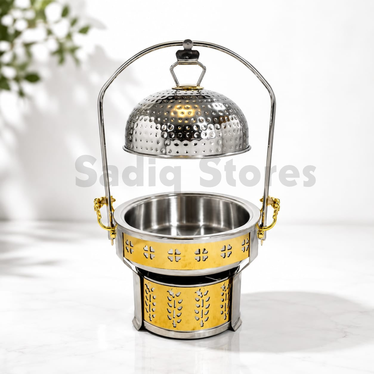 Chaffing dish golden food warmer with burner