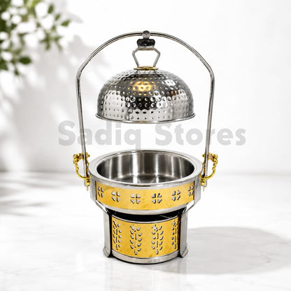 Chaffing dish golden food warmer with burner