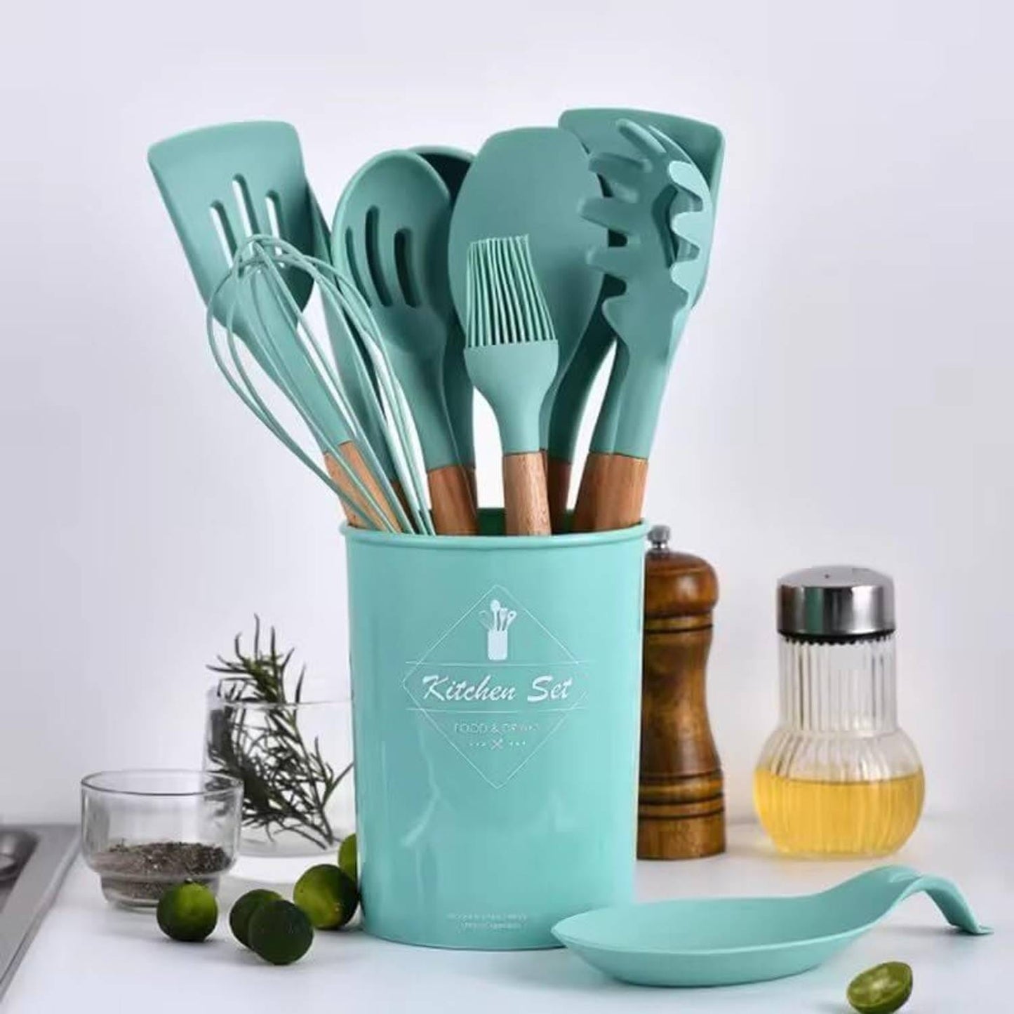 12 pcs Silicone Cooking Spoon Set with stand