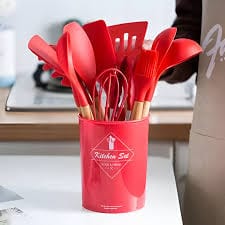 12 pcs Silicone Cooking Spoon Set with stand