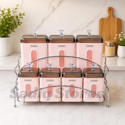 7 Pcs airtight Livon masala box with stand