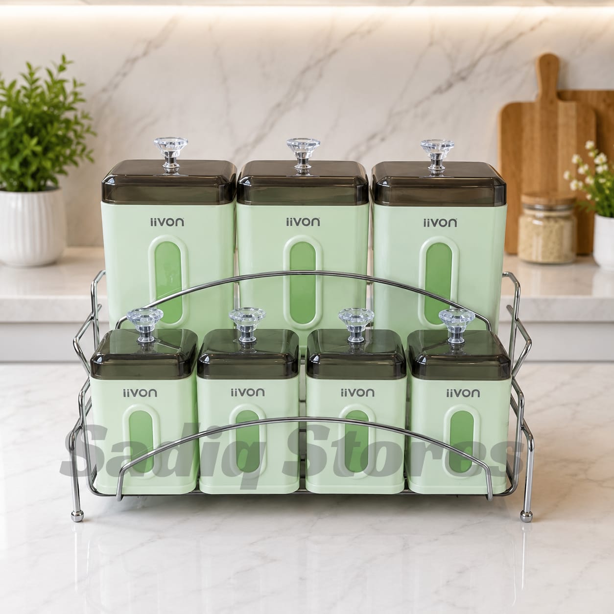 7 Pcs airtight Livon masala box with stand