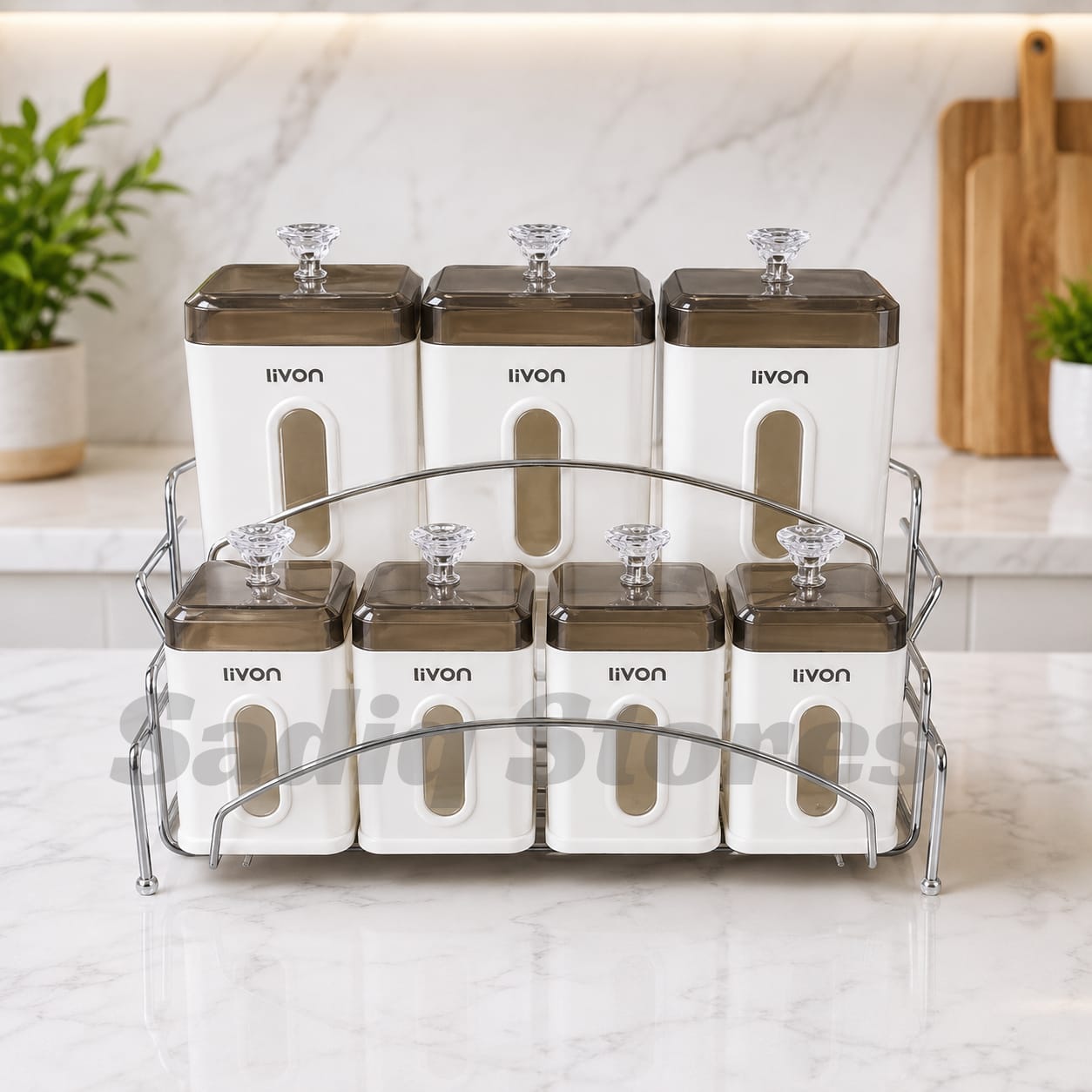 7 Pcs airtight Livon masala box with stand