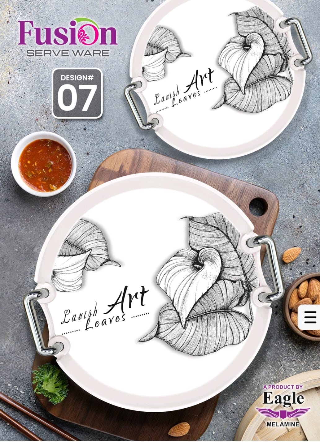 Melamine Serving Tray Set Round  – 3pcs
