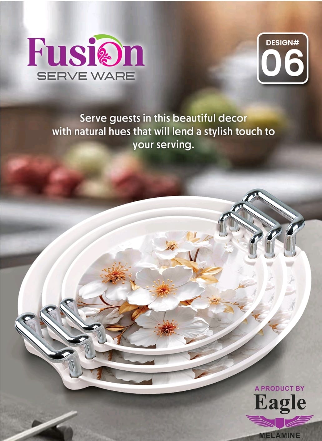 Melamine Serving Tray Set Round  – 3pcs