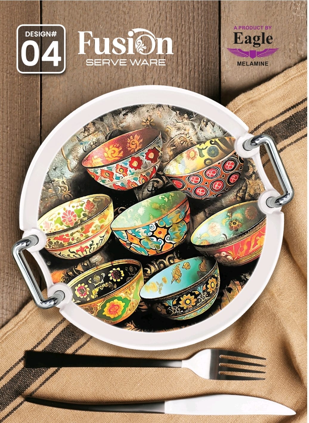 Melamine Serving Tray Set Round  – 3pcs