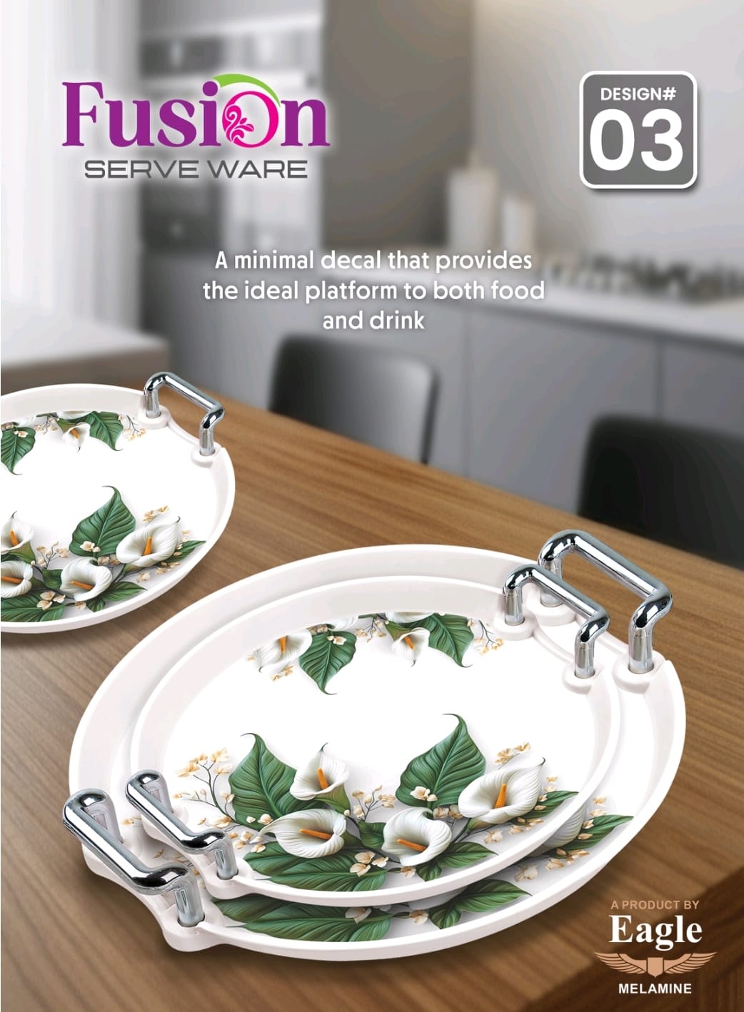 Melamine Serving Tray Set Round  – 3pcs