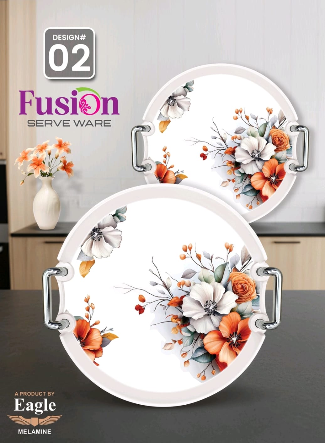 Melamine Serving Tray Set Round  – 3pcs