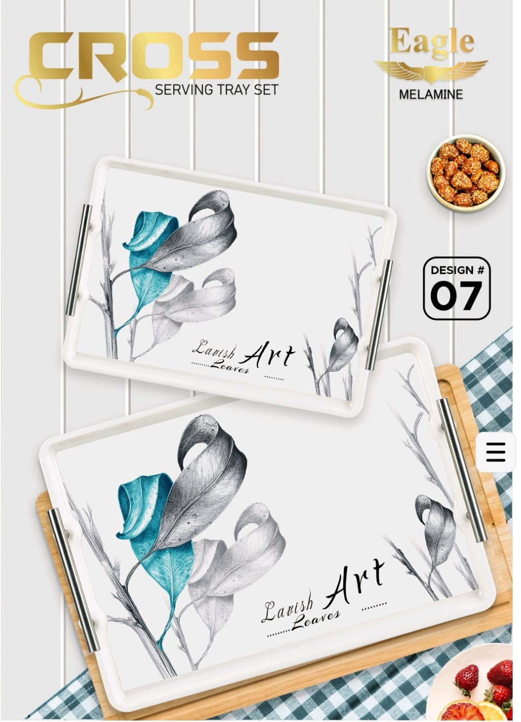Melamine Serving Tray Set Rectangular – 3pcs