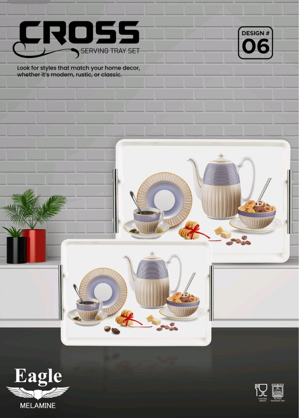 Melamine Serving Tray Set Rectangular – 3pcs