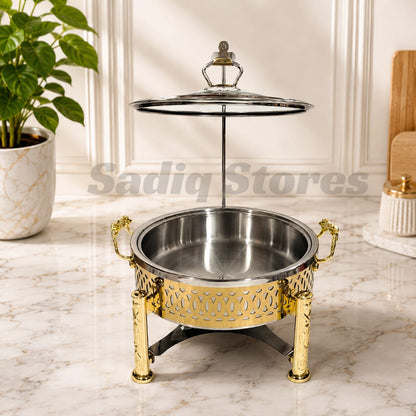 Victorian Style golden Buffet dish with burner