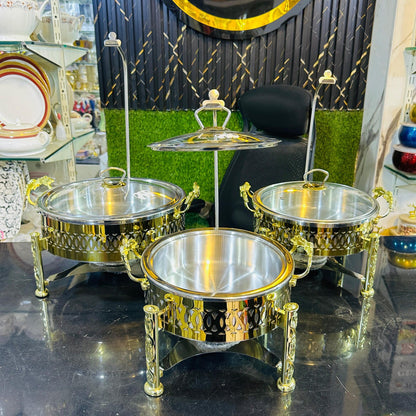 Victorian Style golden Buffet dish with burner