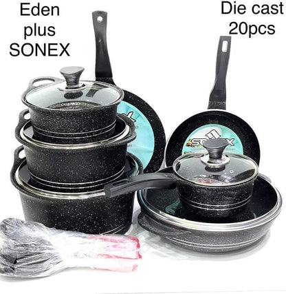 Sonex Eden Plus Die-Cast Marble coated 20-Piece Cookware Set