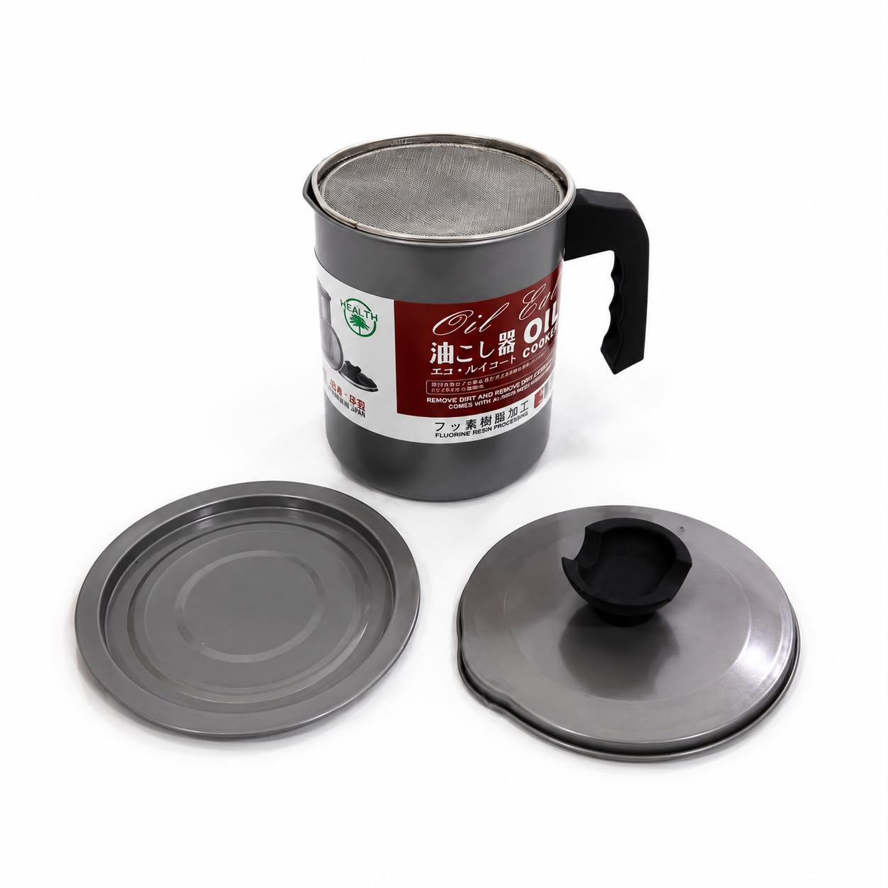 Oil Filter Pot Oil Strainer Pot Stainless Steel Grease Strainer Oil Storage Pot 1.7L
