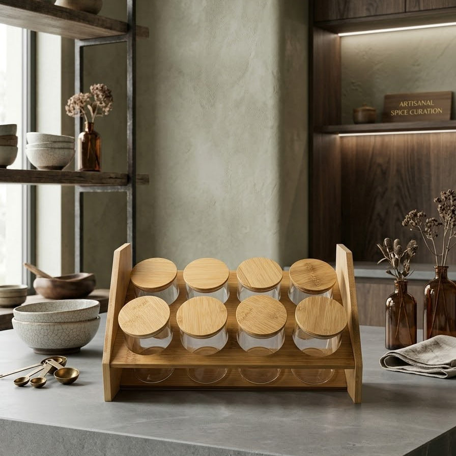 8Pcs Glass Jar Set with Stand