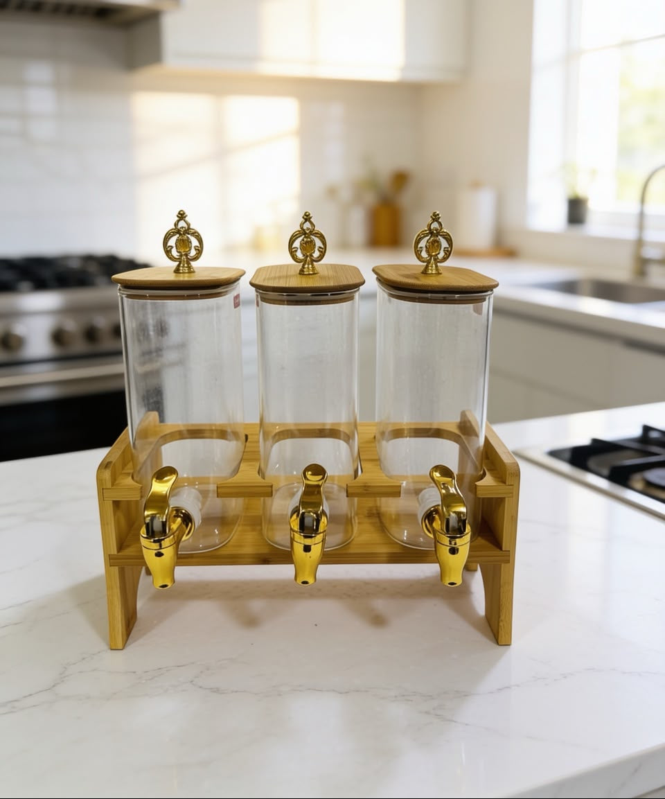 Glass Dispenser Set 3 Pcs 1500ml Each