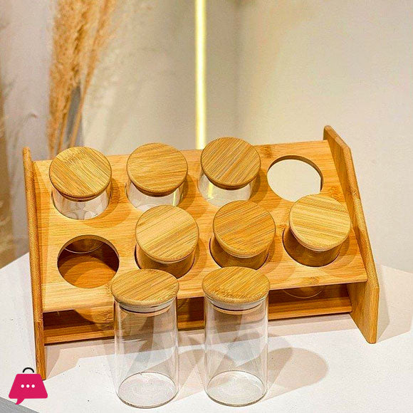 8Pcs Glass Jar Set with Stand