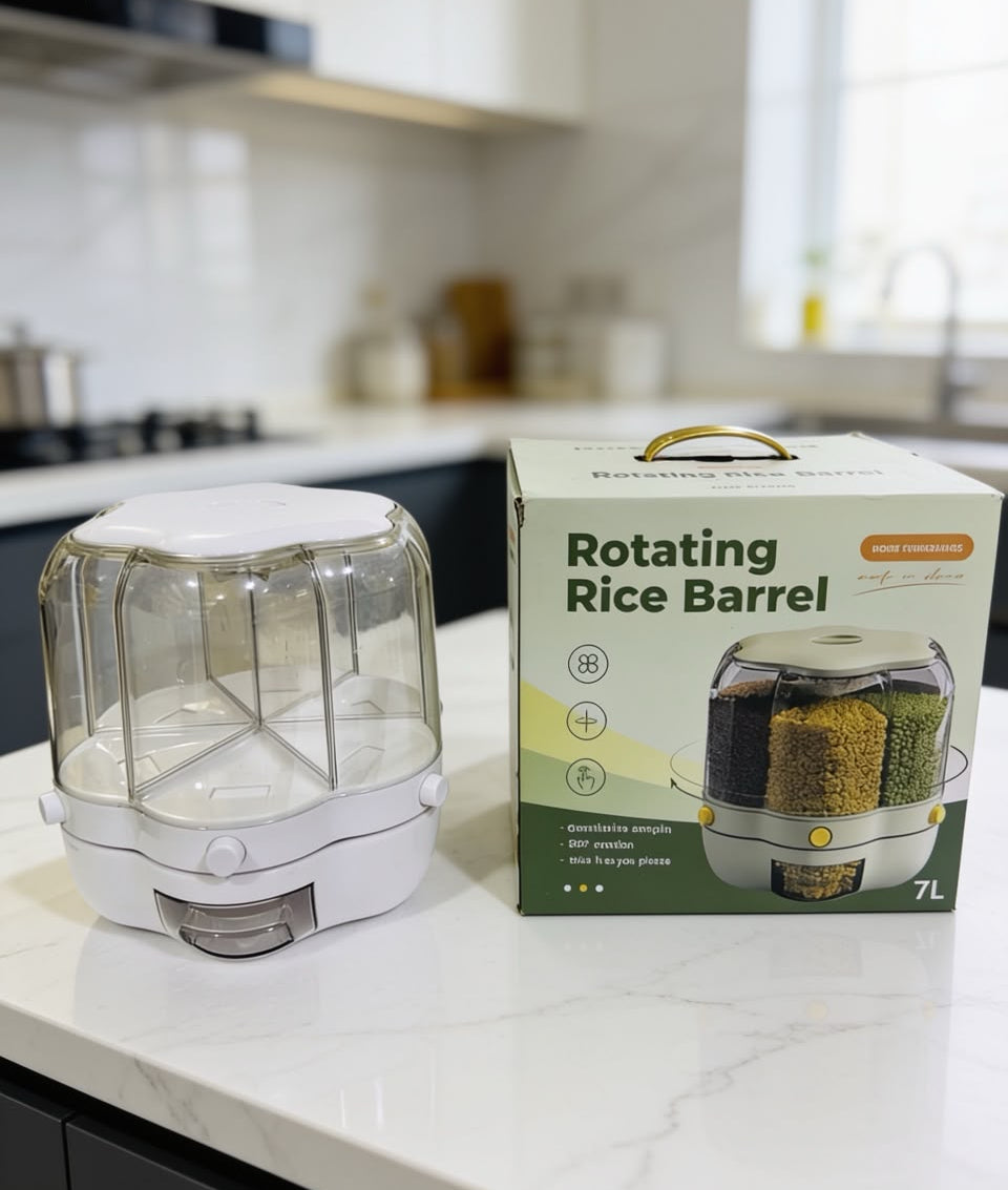 6 Grid Rotating Airtight Grain and Rice Container