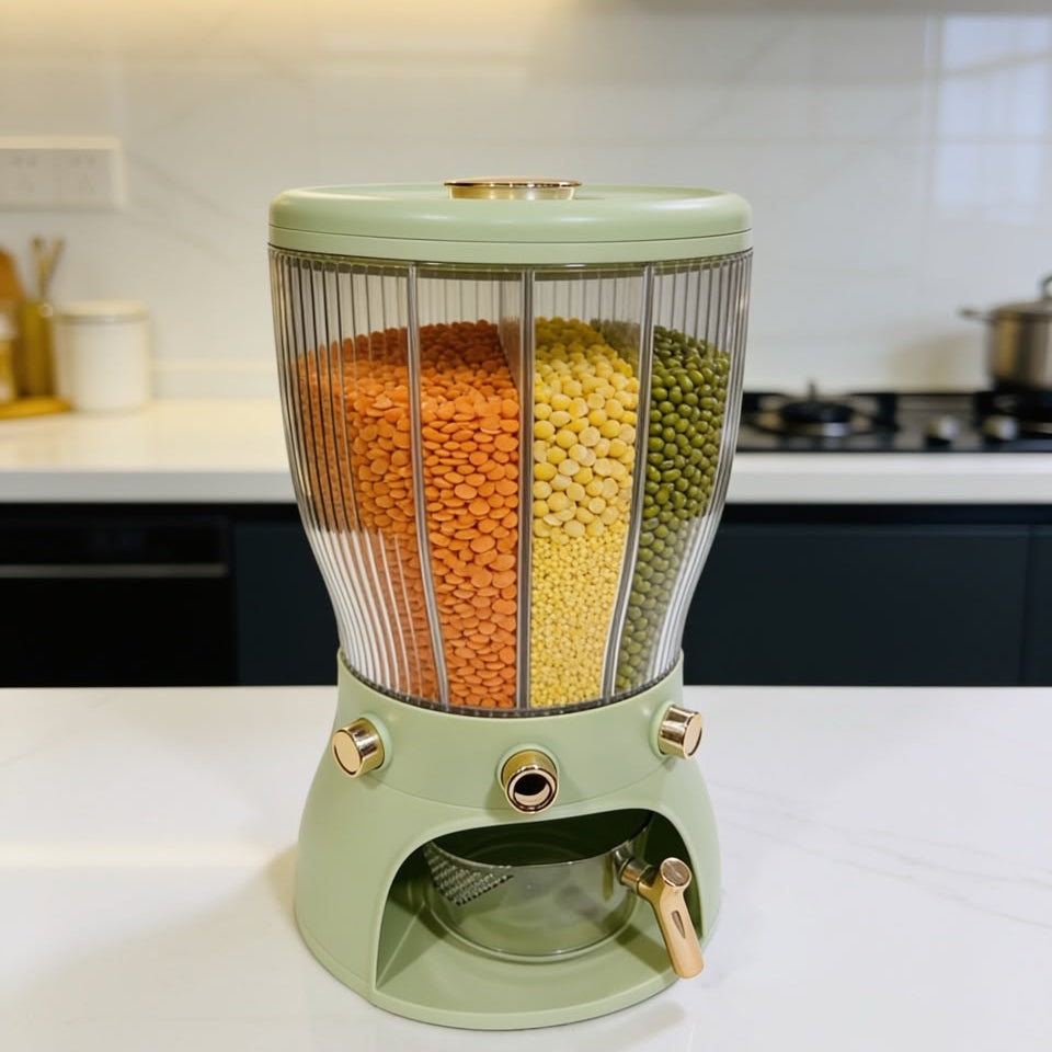 4 Grid Multifunctional Rotating Food Storage Box / Daal dispenser