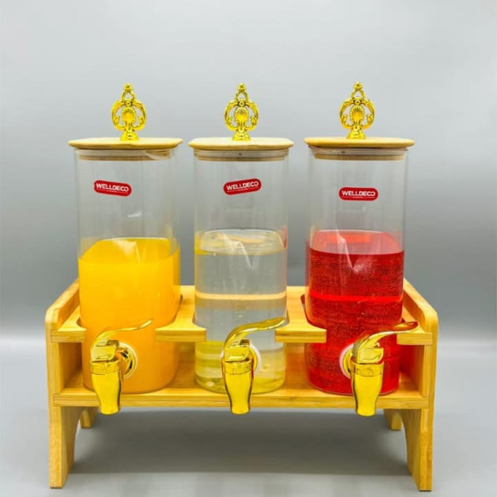 Glass Dispenser Set 3 Pcs 1500ml Each