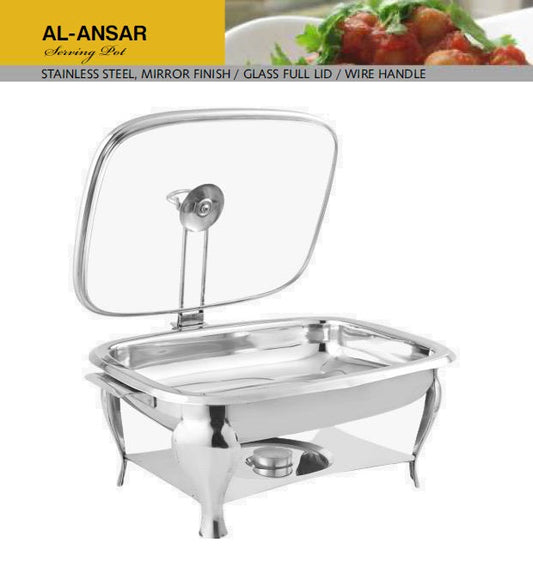 2.5 Rectangular buffet dish with burner & glass lid