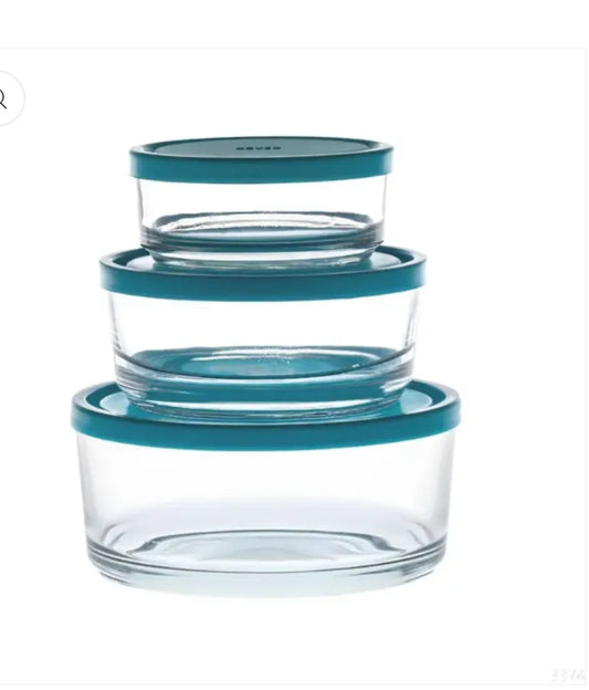3 pcs glass bowl set with silicone lid